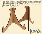 Eiche geölt Buchständer und Tablett Halter - geschwungene Form 18 x 19,5 x 14 cm
